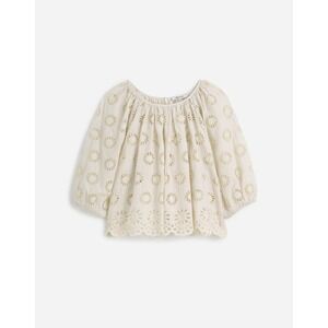 Madewell Embroidered Shirred Puff-Sleeve Top Floral Eyelet XXS NWT